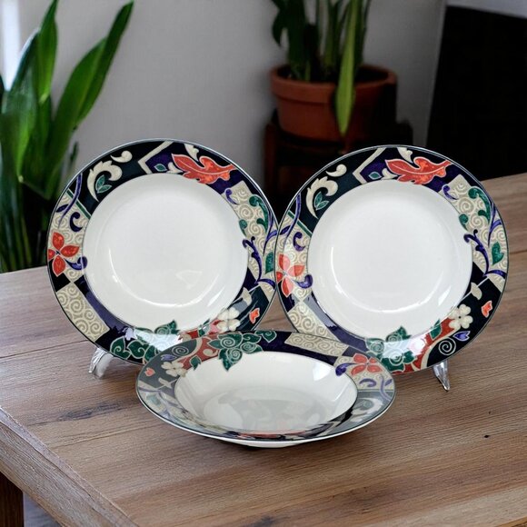 3 Pc. Christopher Stuart Optima HK201 Pasha's Palace Rimmed Soup Bowls 9.5" - Picture 1 of 14